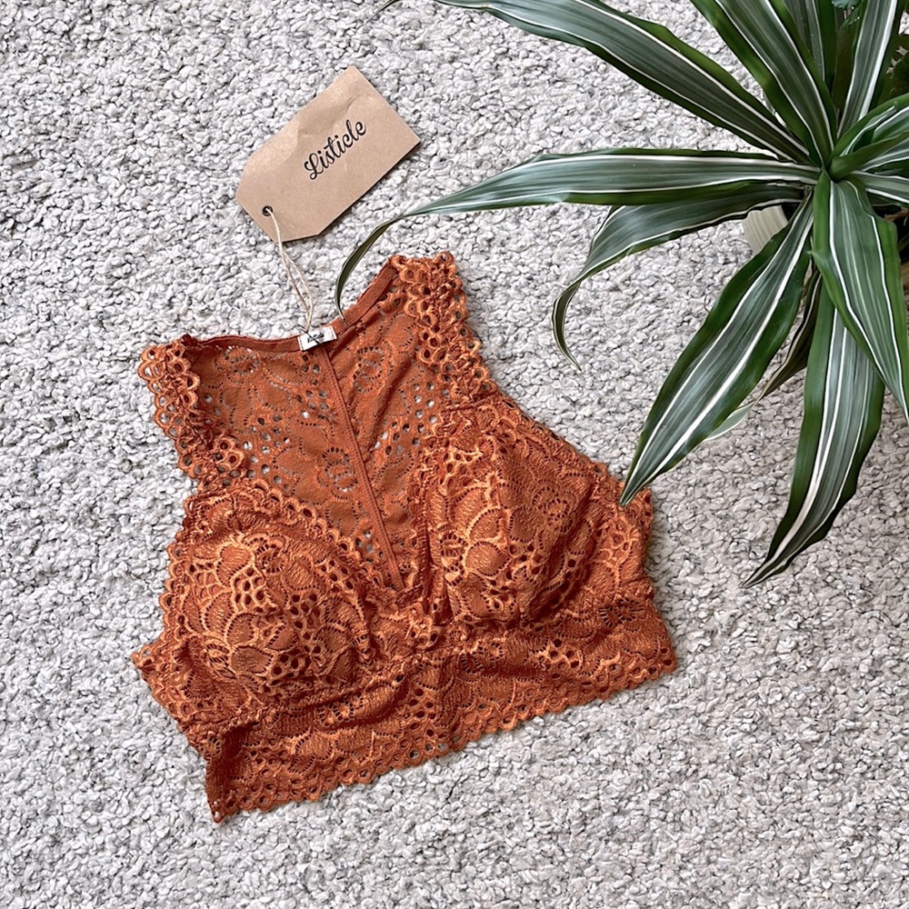 LISTICLE Lace Bralette, Orange, M